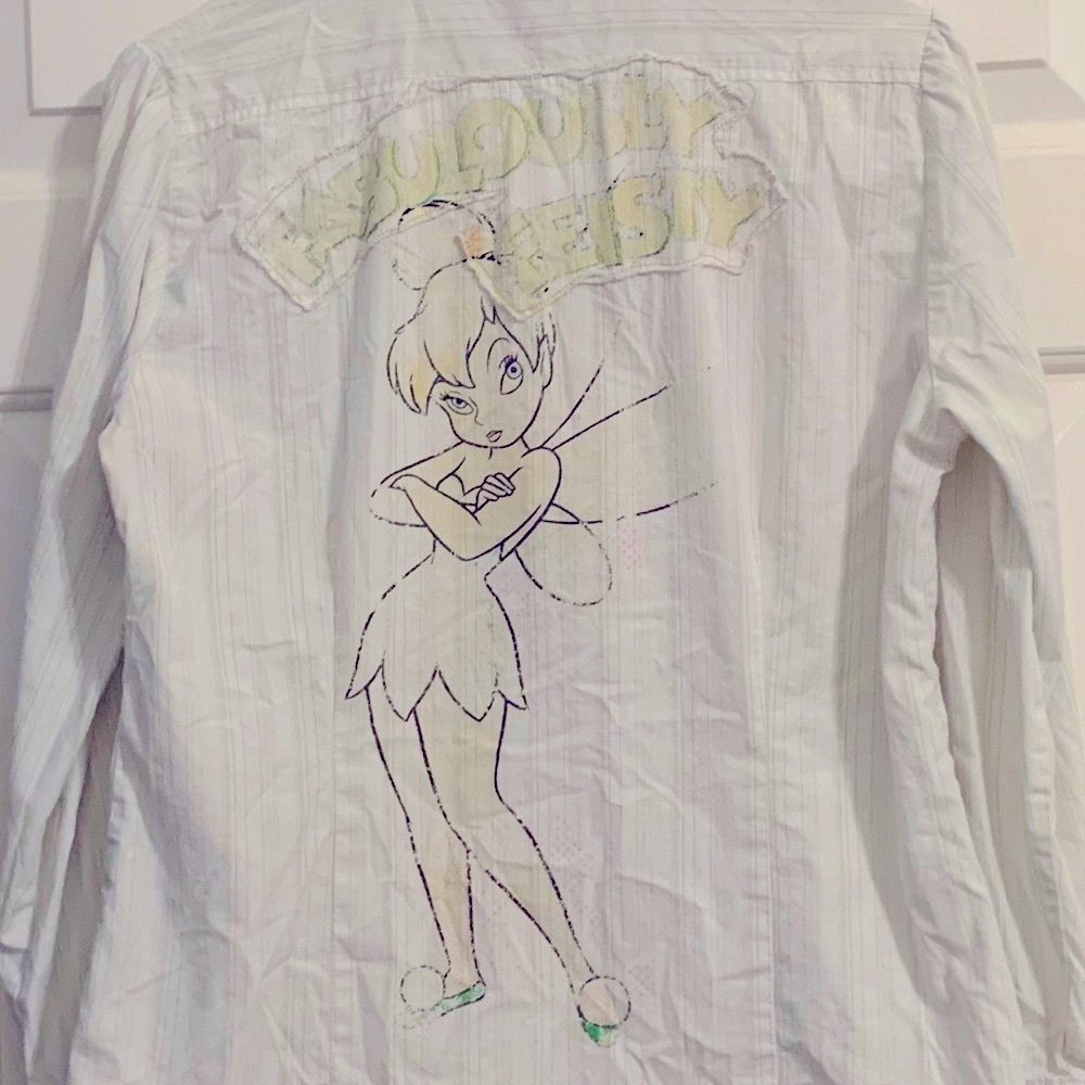 Disney Store Tinker Bell Fabulously Feisty Women’s Longsleeve Dress Shirt Medium